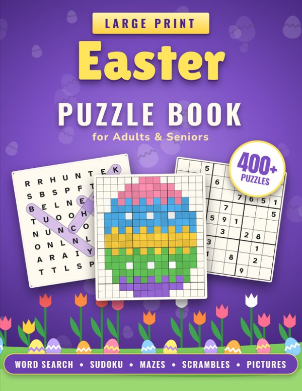 Cover of Large Print Easter Puzzle Book for Adults & Seniors