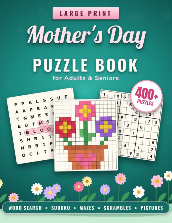 Cover of Large Print Mother's Day Puzzle Book for Adults & Seniors