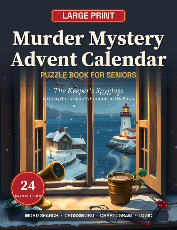 Cover of Large Print Murder Mystery Advent Calendar Puzzle Book for Seniors