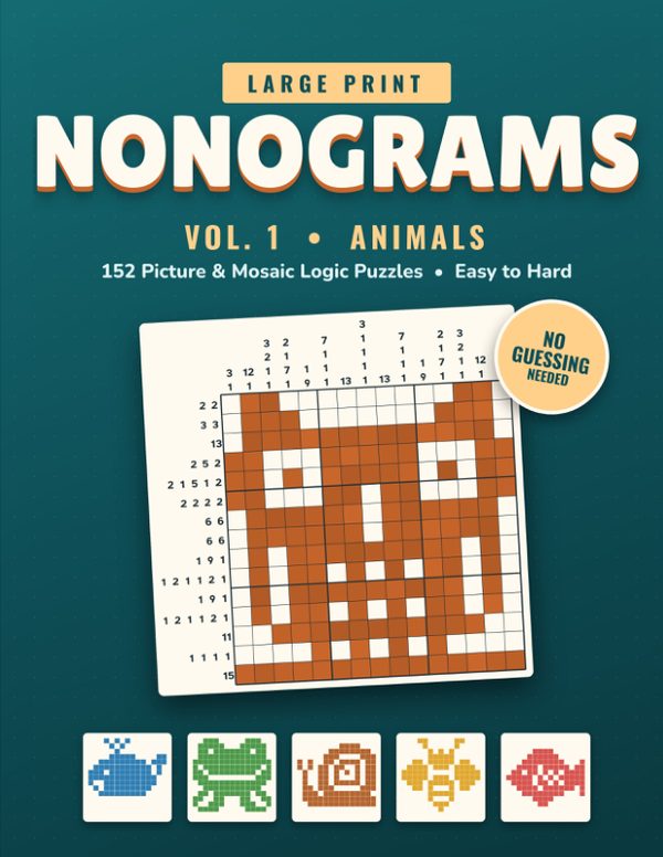 Cover of Large Print Nonograms Vol. 1: Animals