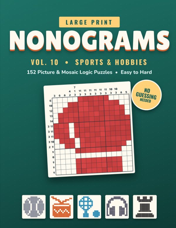 Cover of Large Print Nonograms Vol. 10: Sports & Hobbies