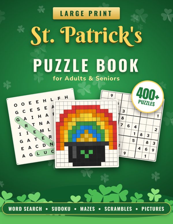 Cover of Large Print St. Patrick's Day Puzzle Book for Adults & Seniors
