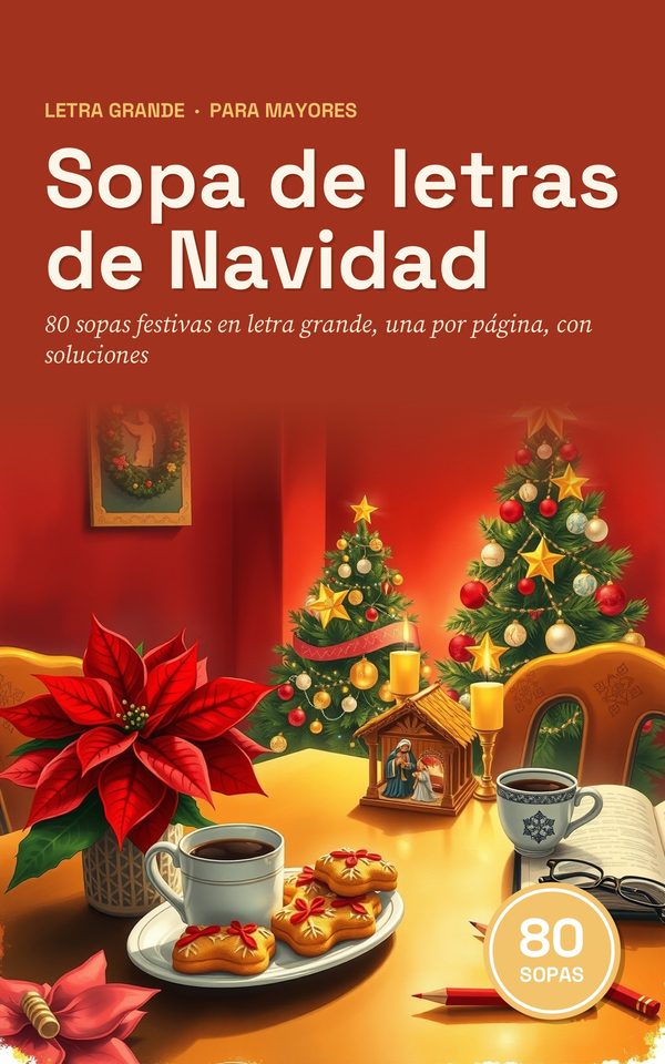 Front cover of Sopa de letras de Navidad para mayores – Letra grande