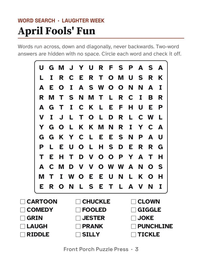 April Activities for Seniors: April 2027 Large Print Activity Packet (Printable): P03