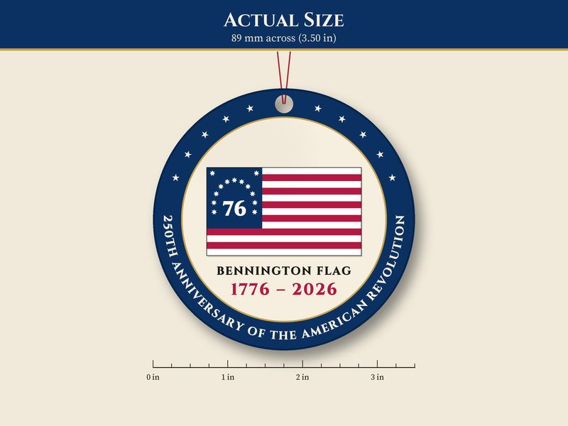 Bennington Flag Ornament: Spirit of 76 Two-Sided Metal Keepsake: Size