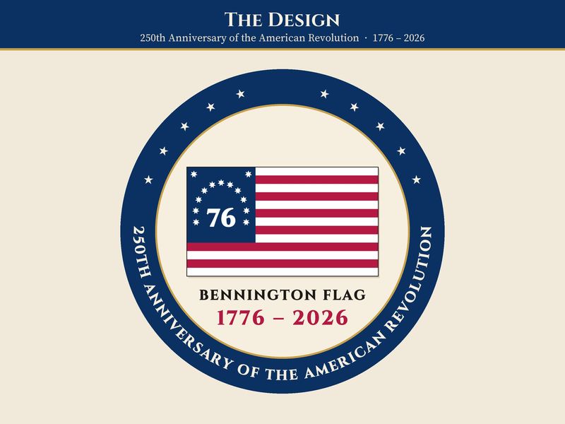 Bennington Flag Ornament: Spirit of 76 Two-Sided Metal Keepsake: Design