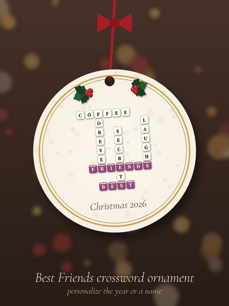 Best Friends Crossword Ornament, Personalized with the Year or a Name: Design