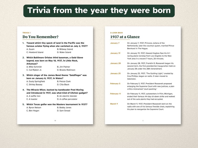 Born in 1937 Puzzle Book: 90th Birthday Gift, Large Print Trivia: Trivia
