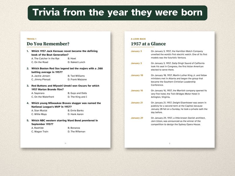 Born in 1957 Puzzle Book: 70th Birthday Gift, Large Print Trivia: Trivia