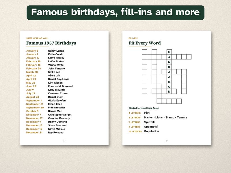 Born in 1957 Puzzle Book: 70th Birthday Gift, Large Print Trivia: More