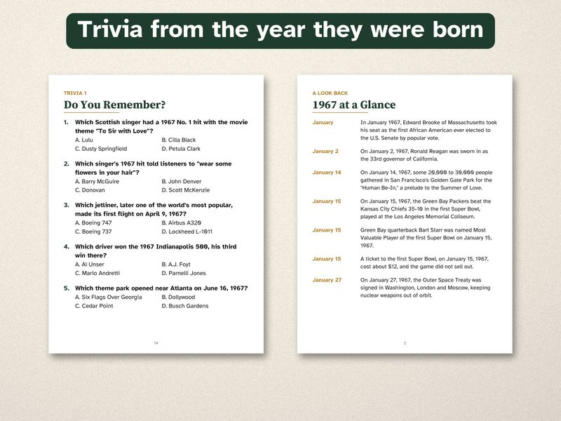 Born in 1967 Puzzle Book: 60th Birthday Gift, Large Print Trivia: Trivia