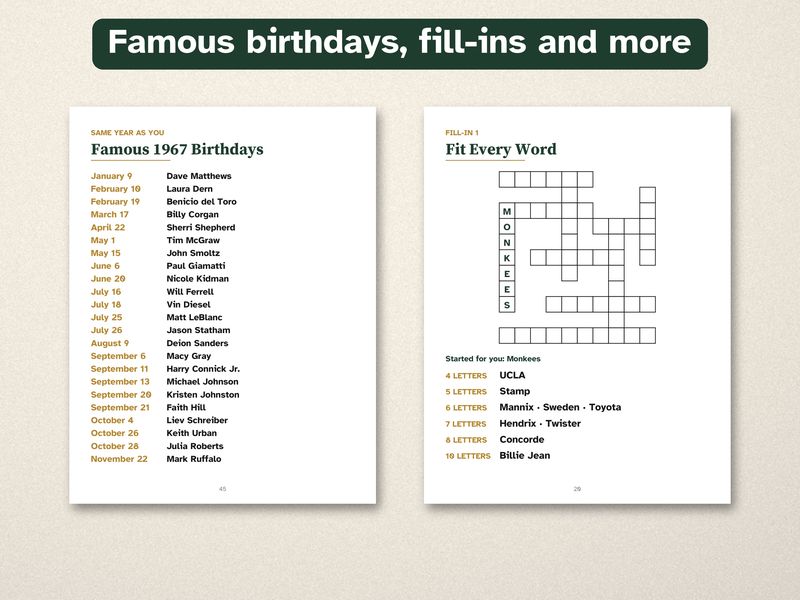 Born in 1967 Puzzle Book: 60th Birthday Gift, Large Print Trivia: More