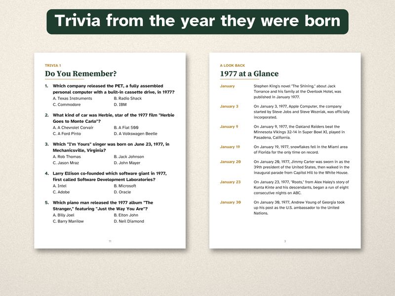 Born in 1977 Puzzle Book: 50th Birthday Gift, Large Print Trivia: Trivia