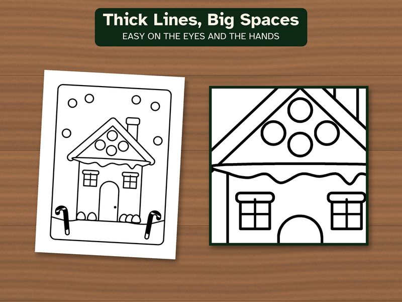 Christmas Coloring Pages for Seniors: Large Print Bold and Easy Printable: Thick lines
