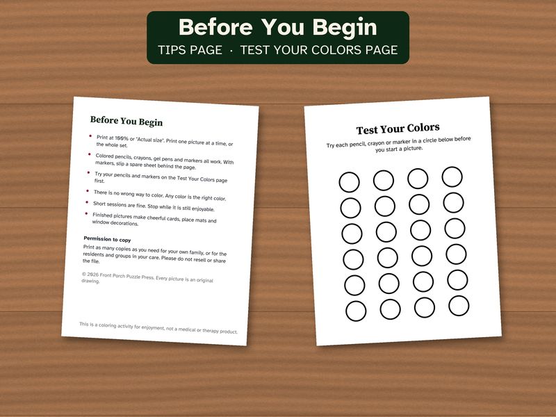 Christmas Coloring Pages for Seniors: Large Print Bold and Easy Printable: Before you begin