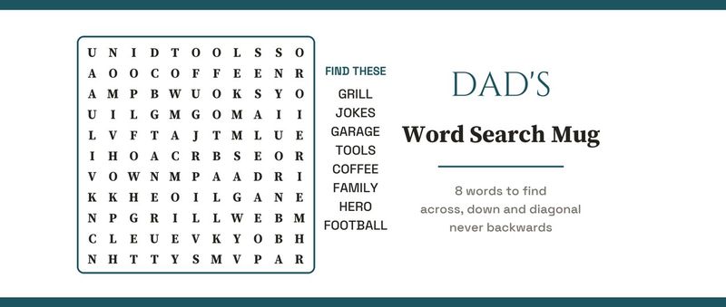 Dad's Word Search Mug with a Real Puzzle, Personalized: Design