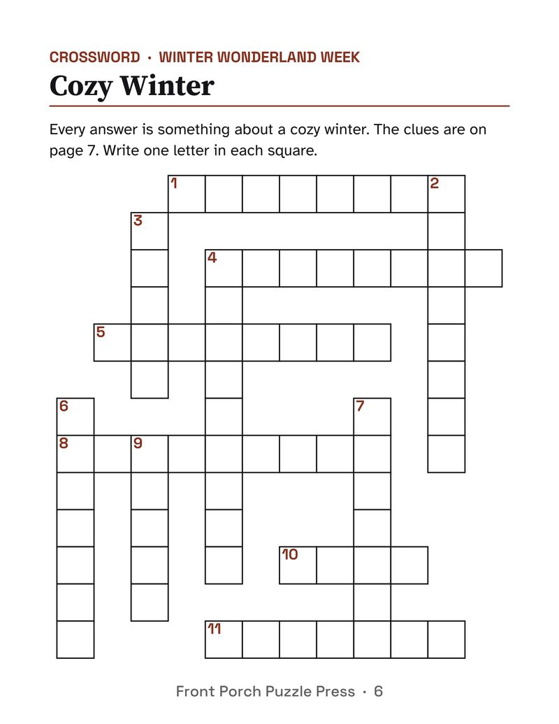 December Activities for Seniors: December 2026 Large Print Activity Packet (Printable): P06