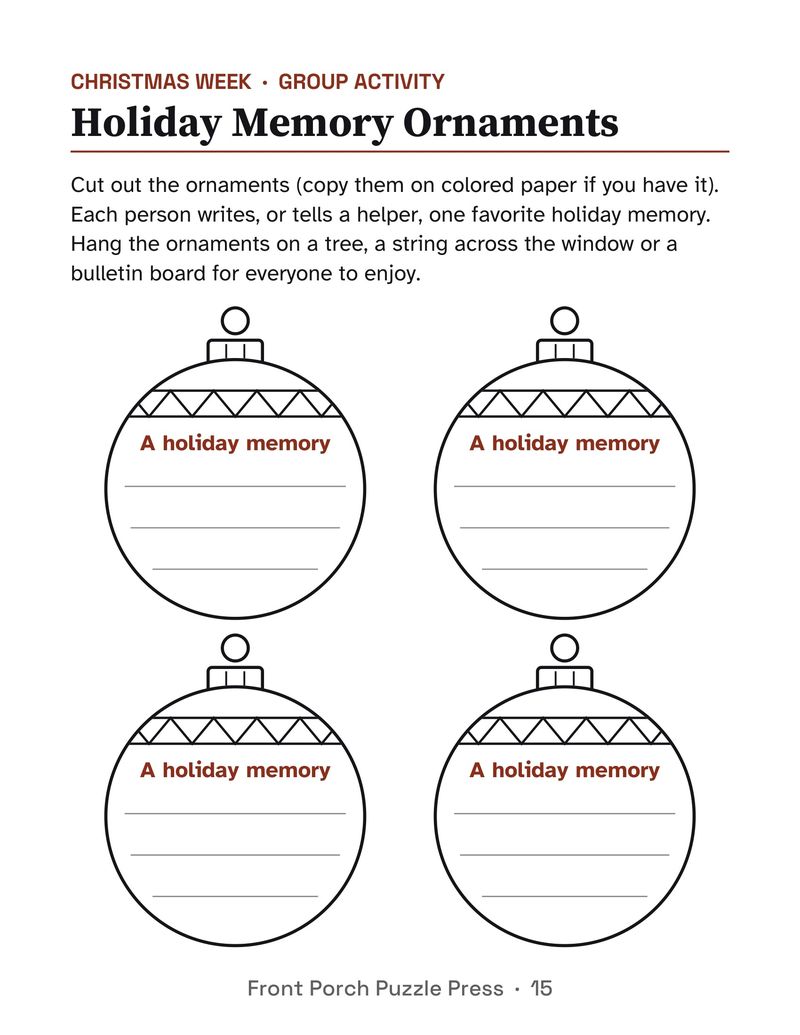 December Activities for Seniors: December 2026 Large Print Activity Packet (Printable): P15