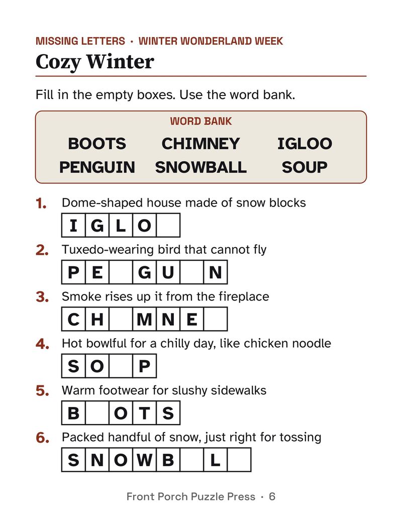 Easy December Activities for Memory Care: Extra Large Print Dementia Activity Packet: P06