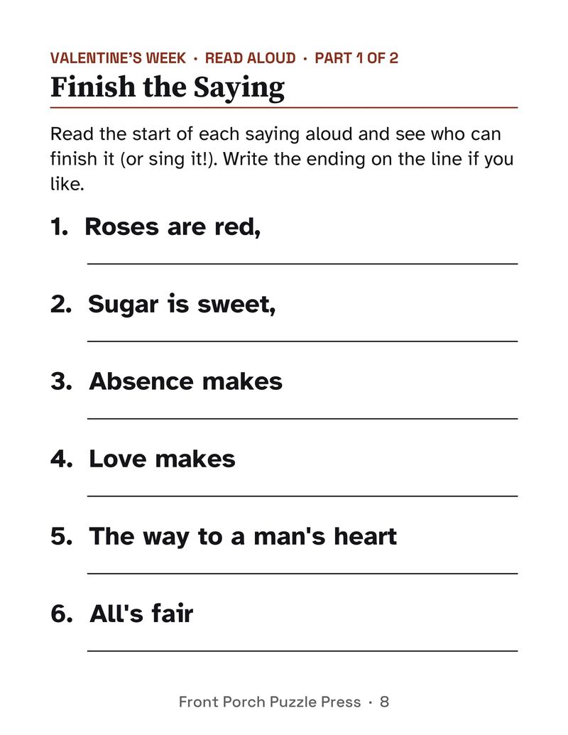 Easy February Activities for Memory Care: Extra Large Print Dementia Activity Packet: P08