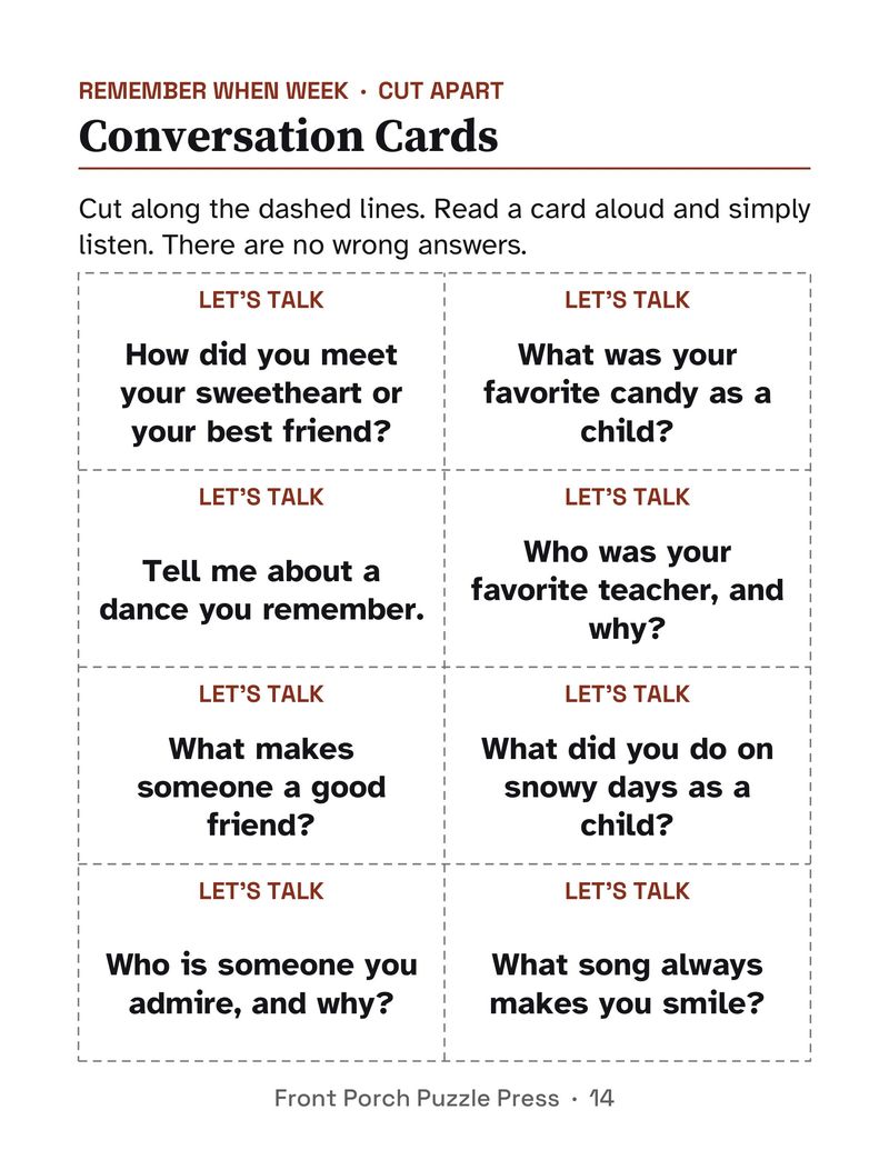 Easy February Activities for Memory Care: Extra Large Print Dementia Activity Packet: P14