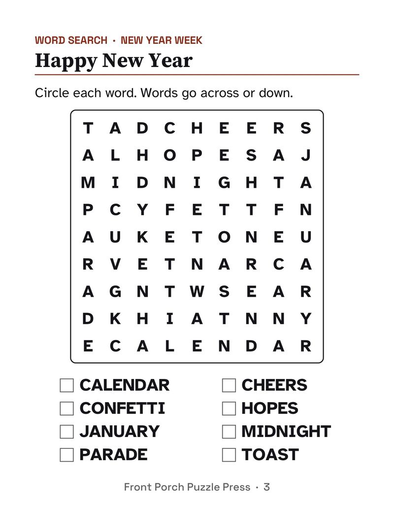 Easy January Activities for Memory Care: Extra Large Print Dementia Activity Packet: P03