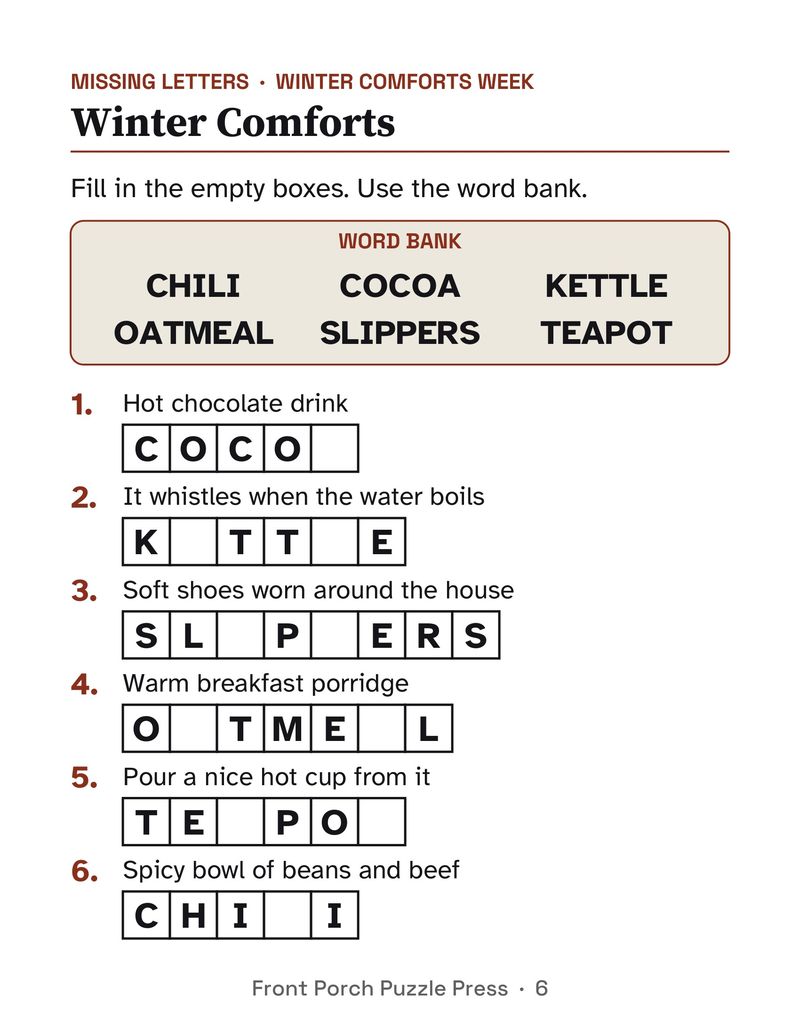 Easy January Activities for Memory Care: Extra Large Print Dementia Activity Packet: P06
