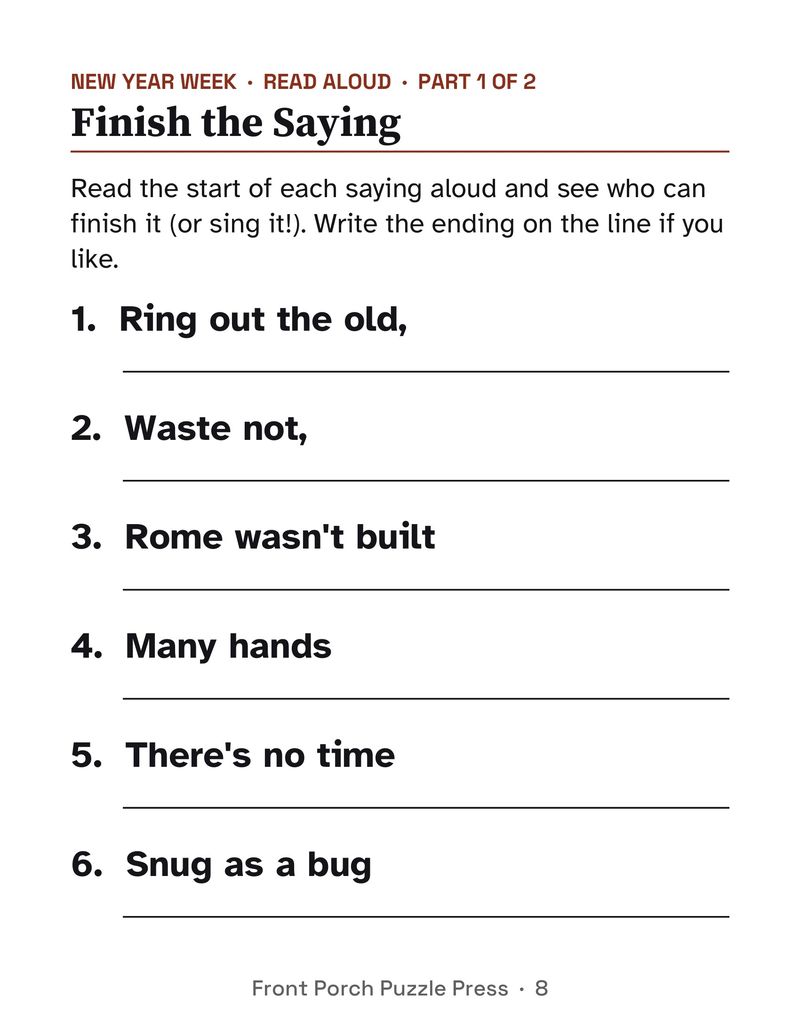 Easy January Activities for Memory Care: Extra Large Print Dementia Activity Packet: P08