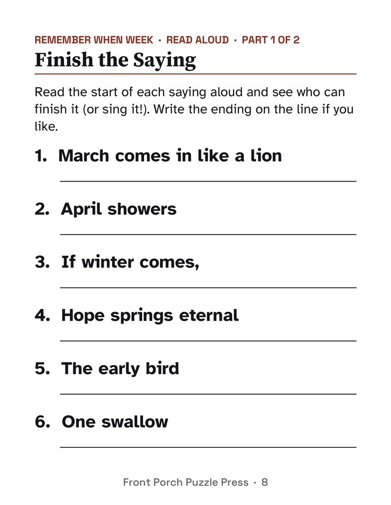Easy March Activities for Memory Care: Extra Large Print Dementia Activity Packet: P08