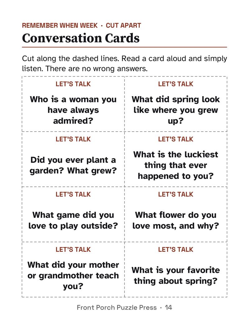 Easy March Activities for Memory Care: Extra Large Print Dementia Activity Packet: P14