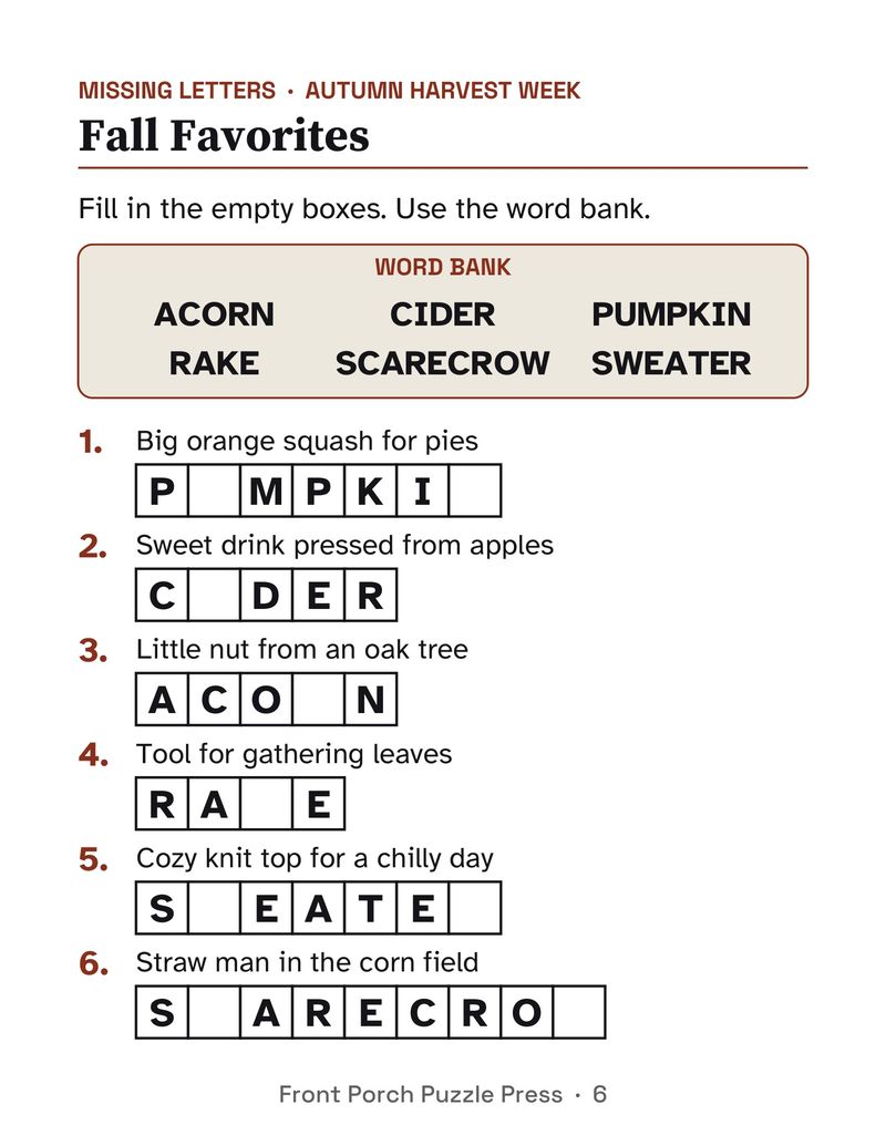 Easy November Activities for Memory Care: Extra Large Print Dementia Activity Packet: P06