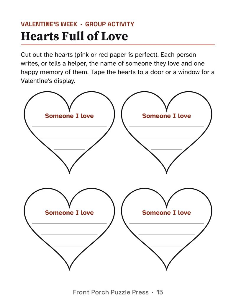 February Activities for Seniors: February 2027 Large Print Activity Packet (Printable): P15