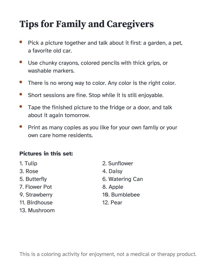 Garden Coloring Pages for Seniors: Memory Care Printable: Preview 5