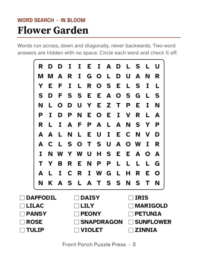 Gardening Activity Packet for Seniors: Large Print Printable for Assisted Living and Memory Care: P03