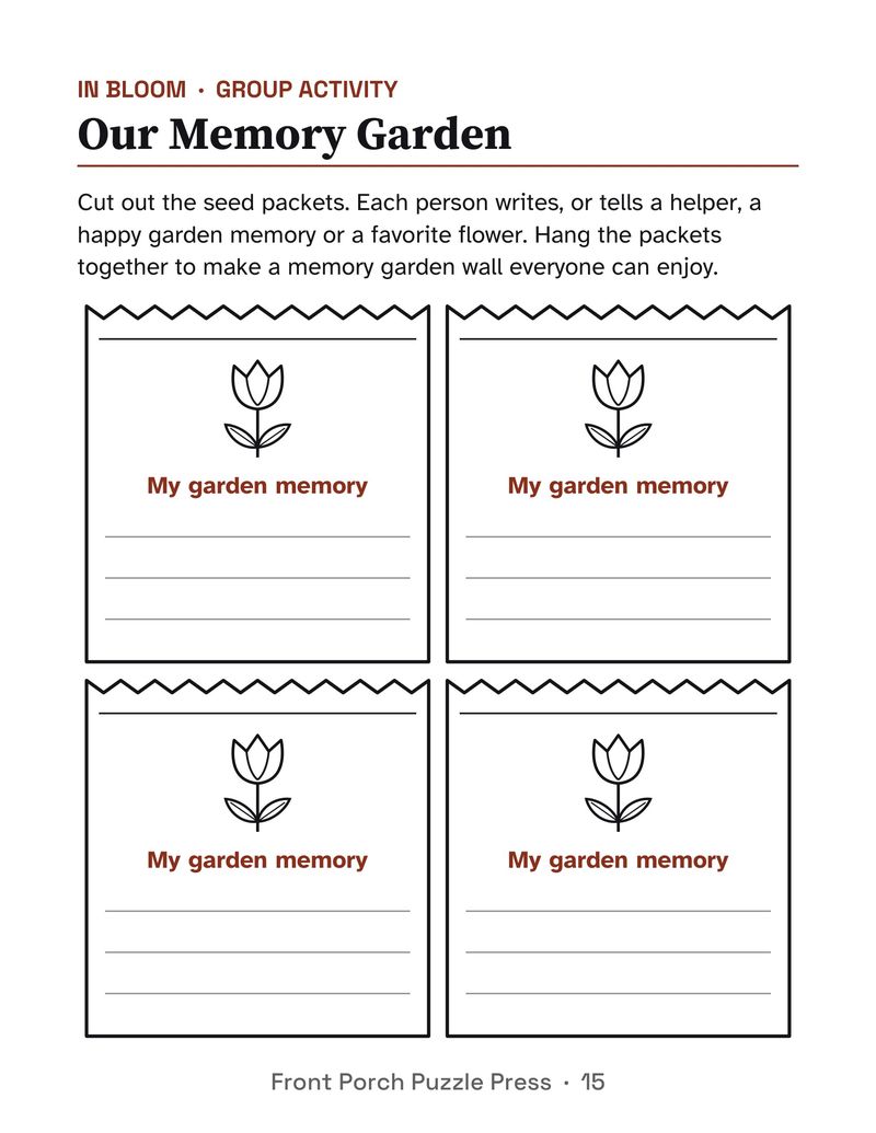 Gardening Activity Packet for Seniors: Large Print Printable for Assisted Living and Memory Care: P15