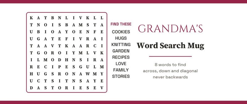 Grandma's Word Search Mug with a Real Puzzle, Personalized: Design