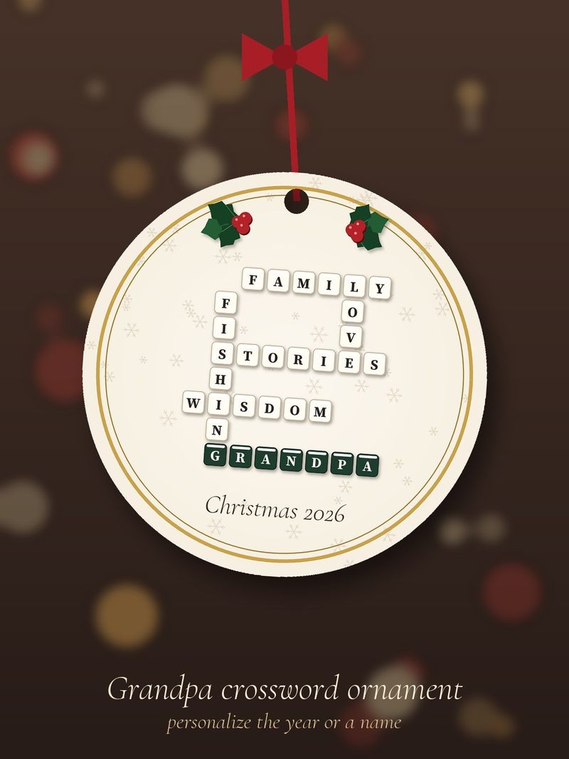 Grandpa Crossword Ornament, Personalized with the Year or a Name: Design