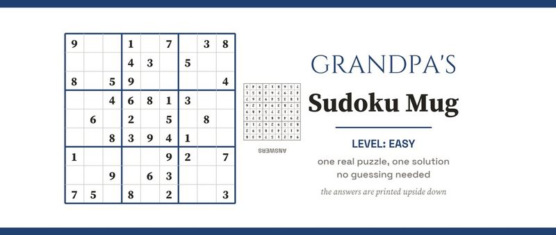 Grandpa's Sudoku Mug, Easy Level, with a Real Puzzle: Design