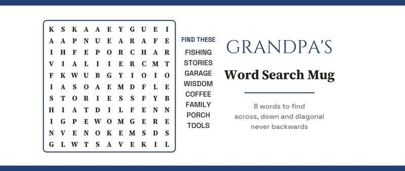 Grandpa's Word Search Mug with a Real Puzzle, Personalized: Design