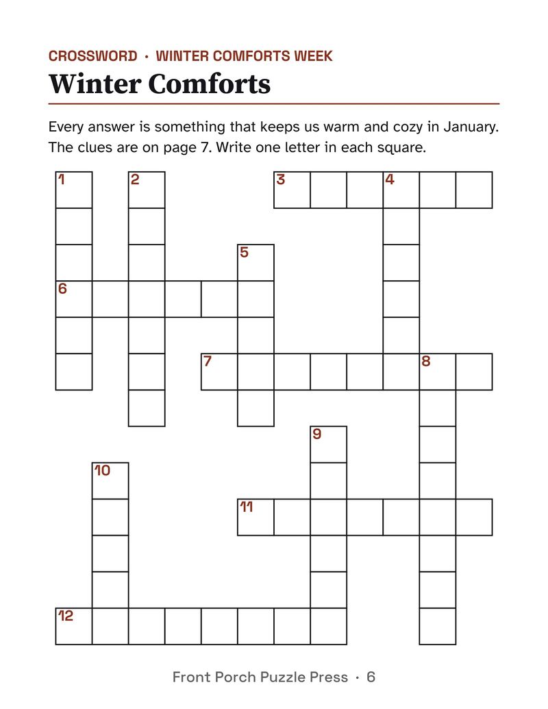 January Activities for Seniors: January 2027 Large Print Activity Packet (Printable): P06