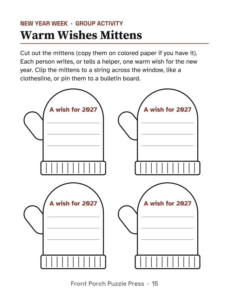 January Activities for Seniors: January 2027 Large Print Activity Packet (Printable): P15