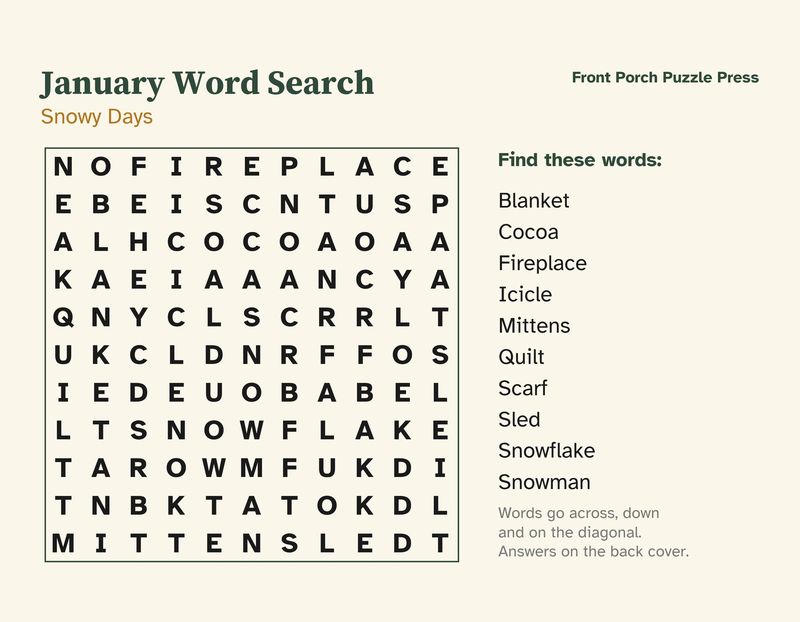 Large Print 2027 Wall Calendar with Word Search Puzzles: January word search