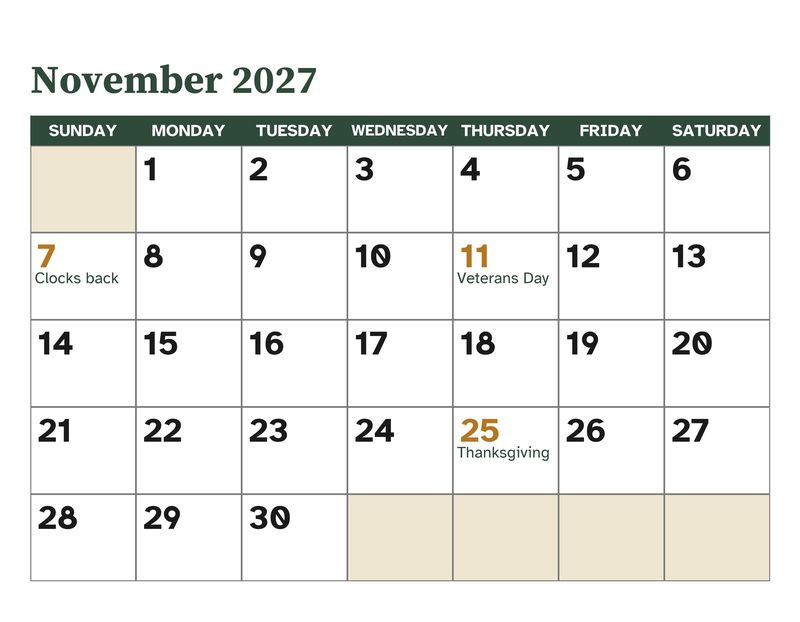 Large Print 2027 Wall Calendar with Word Search Puzzles: November with holidays