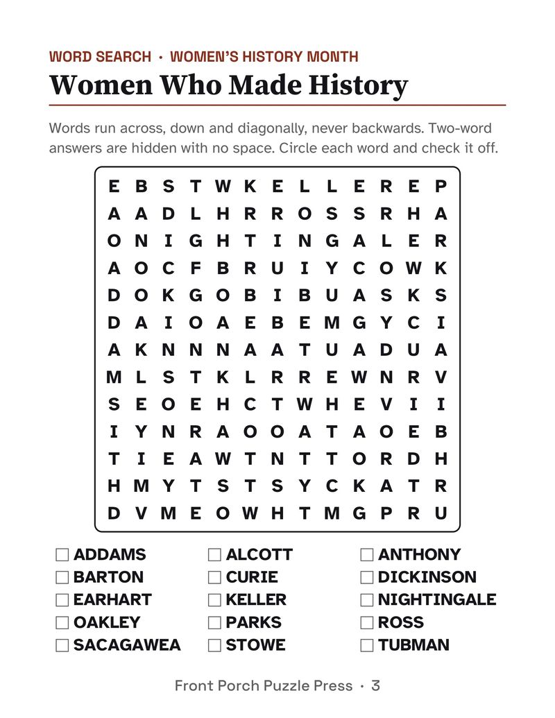 March Activities for Seniors: March 2027 Large Print Activity Packet (Printable): P03