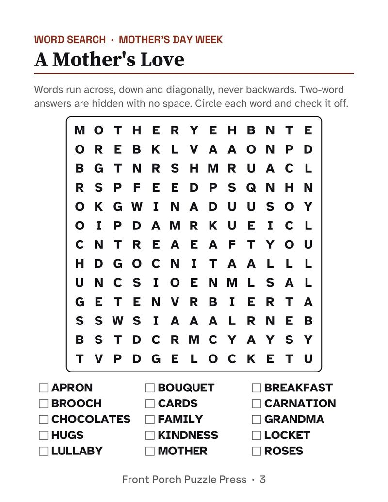 May Activities for Seniors: May 2027 Large Print Activity Packet (Printable): P03