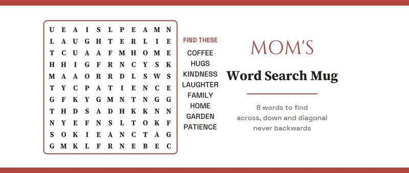 Mom's Word Search Mug with a Real Puzzle, Personalized: Design