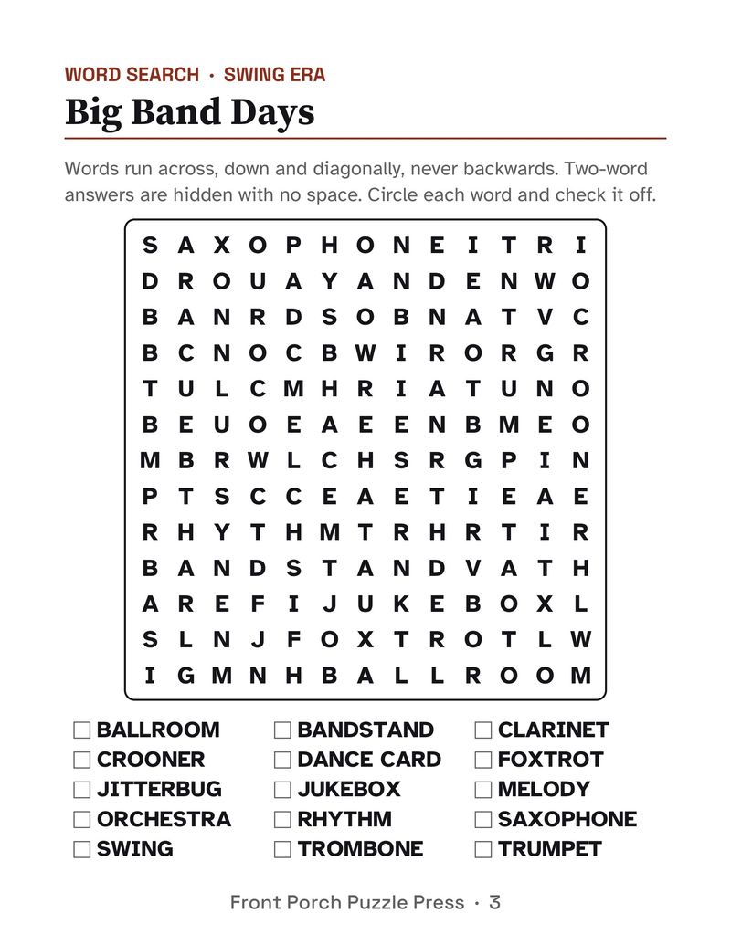 Music Memories Activity Packet for Seniors: Large Print Printable for Assisted Living and Memory Care: P03