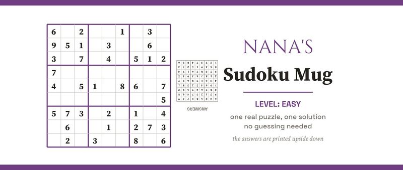 Nana's Sudoku Mug, Easy Level, with a Real Puzzle: Design