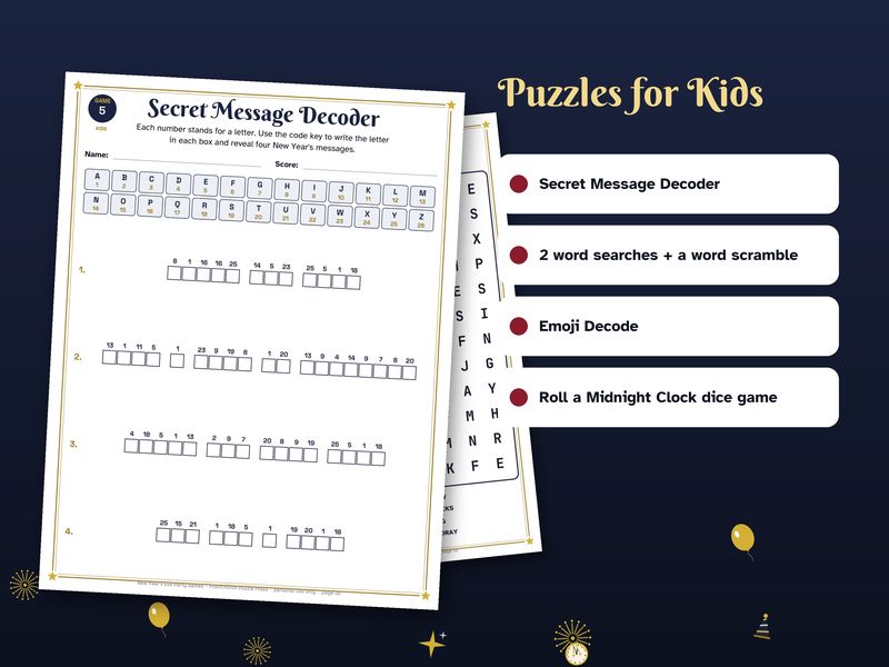 New Year's Eve Party Games Bundle: 20 Printable NYE Games for Kids & Family: Kids