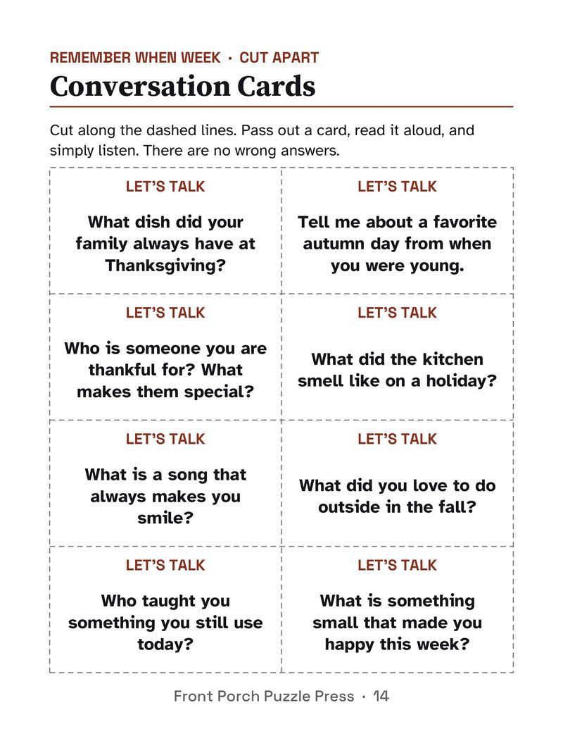 November Activities for Seniors: November 2026 Large Print Activity Packet (Printable): P14
